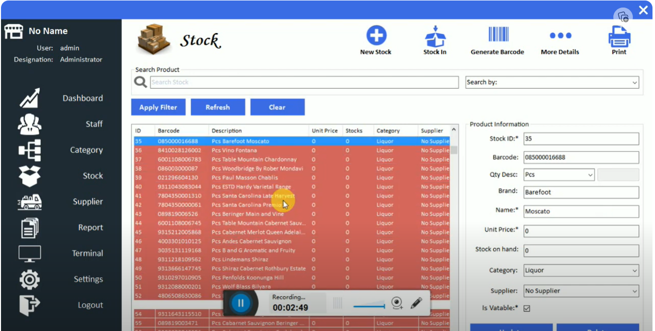POS Software Dashboard